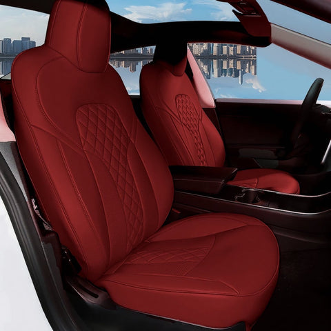 Custom Tesla Silicone Leather Seat Cover, Red Diamond Style, For Tesla Model S3XY