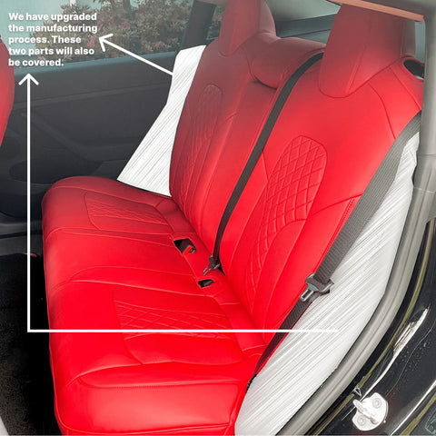 Custom Tesla Silicone Leather Seat Cover, Red Diamond Style, For Tesla Model S3XY